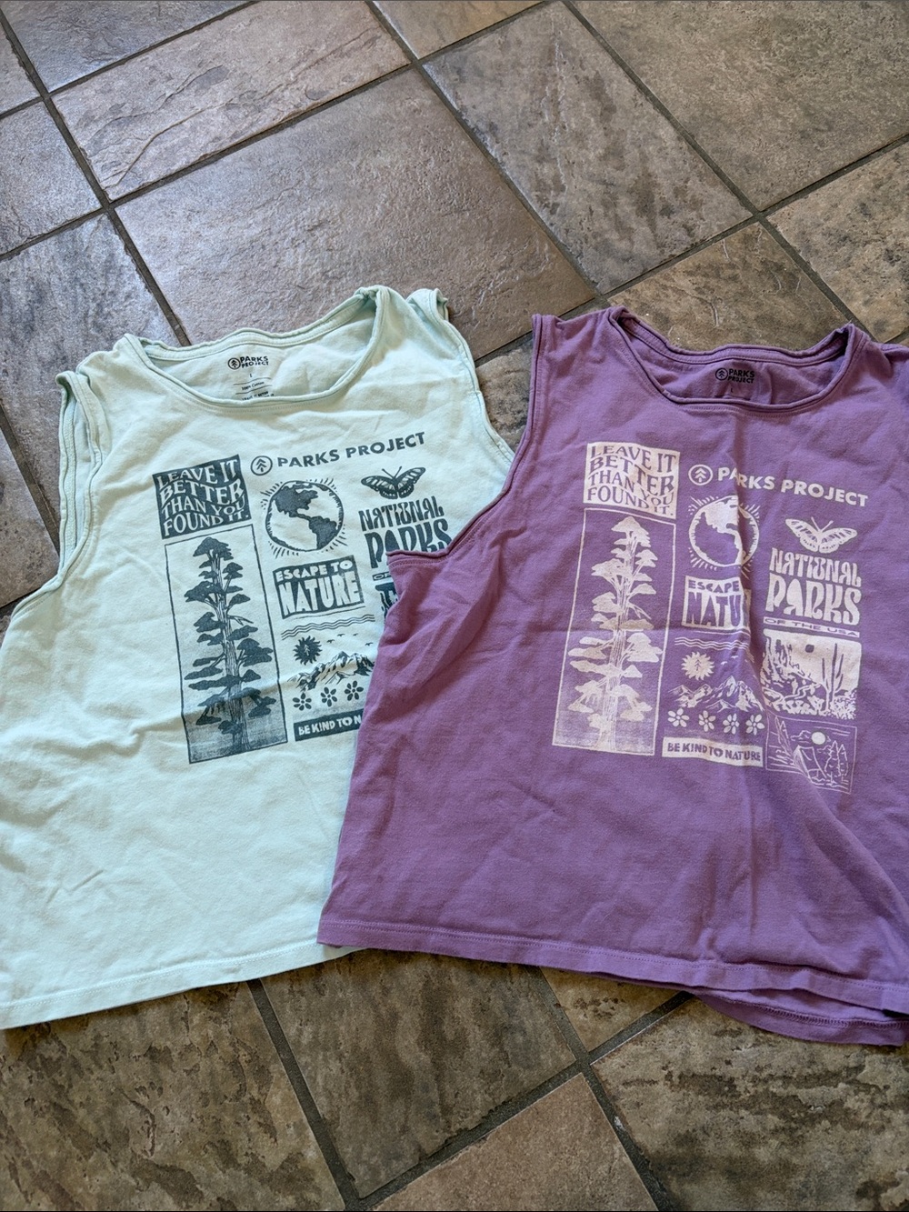Parks Project Nature Graphic Tanks in Mint Green and Lavender